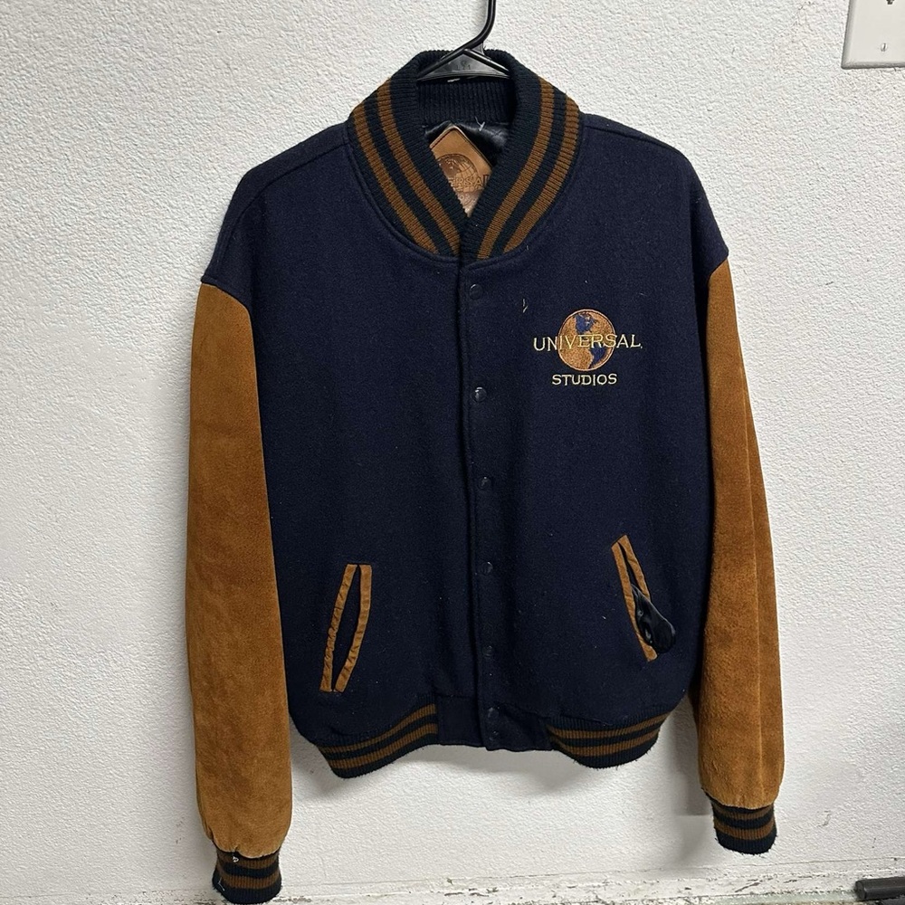 Universal Studios Vintage Dark Blue and Brown Varsity Jacket
